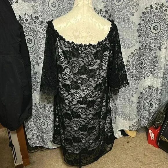 MIHOLL Women's Off Shoulder Lace Shift Loose Mini Dress size xl - Picture 2 of 6